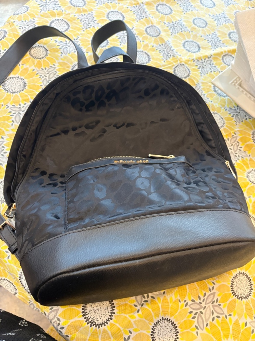 Black Leopard-Pattern Backpack - Women's Everyday Bag